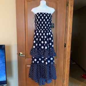 Polka dot strapless dress